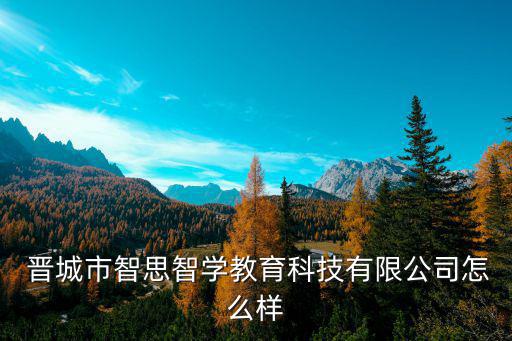  晋城市智思智学教育科技有限公司怎么样