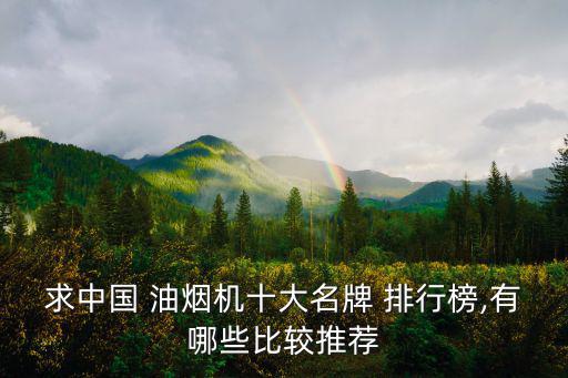 求中国 油烟机十大名牌 排行榜,有哪些比较推荐