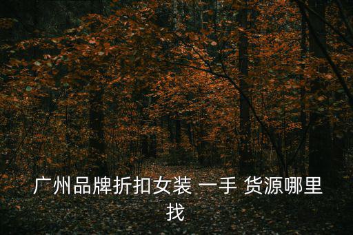 广州品牌折扣女装 一手 货源哪里找