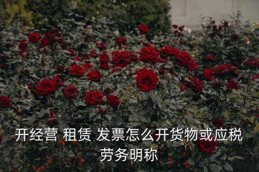 开经营 租赁 发票怎么开货物或应税劳务明称