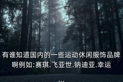 有谁知道国内的一些运动休闲服饰品牌啊例如:赛琪.飞亚世.钠迪亚.幸运...